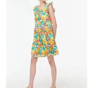 J Crew Linen Blend Tropical Fruit Print Dress Women’s 0